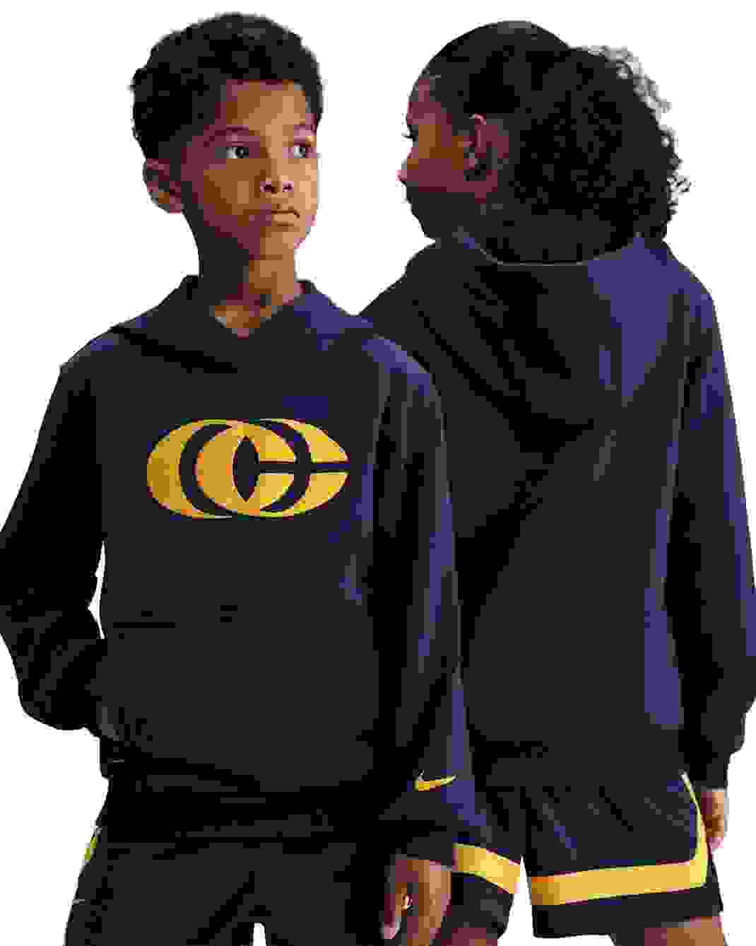 Nike Caitlin Clark Big Kids' Navy/Yellow Fleece Pullover Hoodie